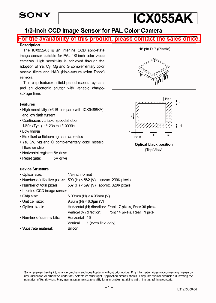 ICX055AK_7700256.PDF Datasheet