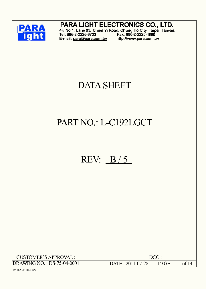 L-C192LGCT_7700527.PDF Datasheet