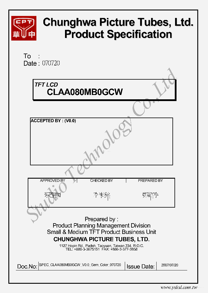 CLAA080MB0GCW_7703389.PDF Datasheet