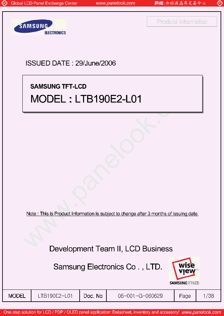 LTB190E2-L01_7703410.PDF Datasheet