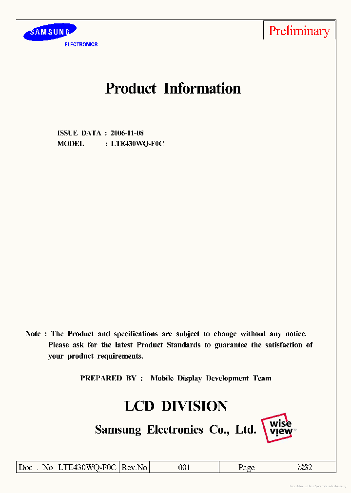 LTE430WQ-F0C_7703874.PDF Datasheet