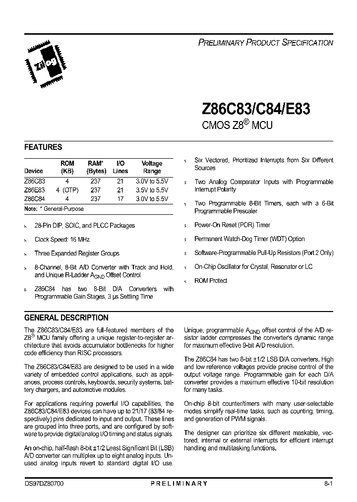 Z86E83_7704958.PDF Datasheet