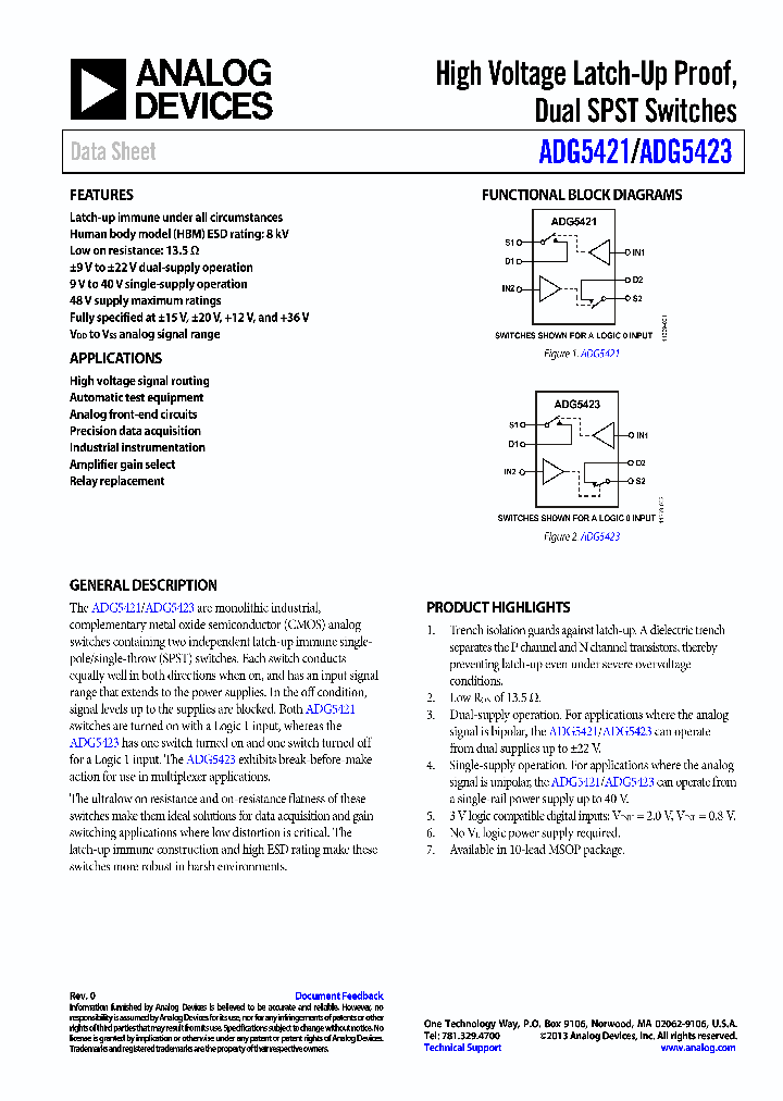 ADG5421_7710951.PDF Datasheet Download --- IC-ON-LINE