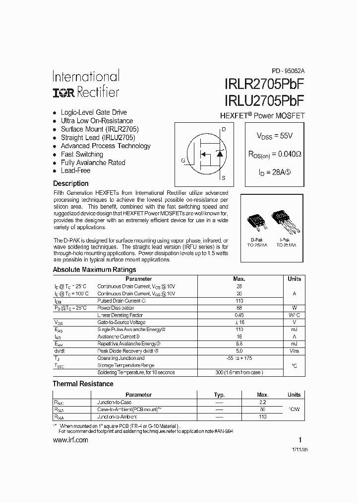 IRLR2705TRPBF_7716269.PDF Datasheet