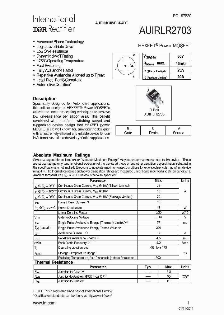 AUIRLR2703_7716270.PDF Datasheet