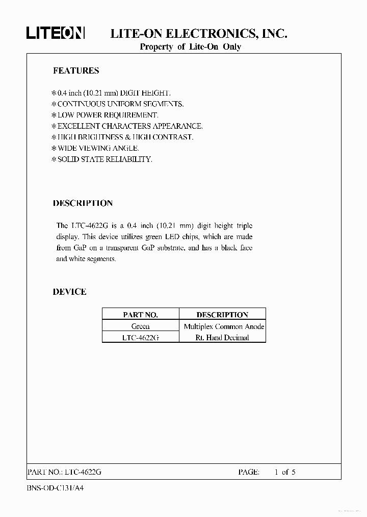 LTC-4622G_7728222.PDF Datasheet Download --- IC-ON-LINE