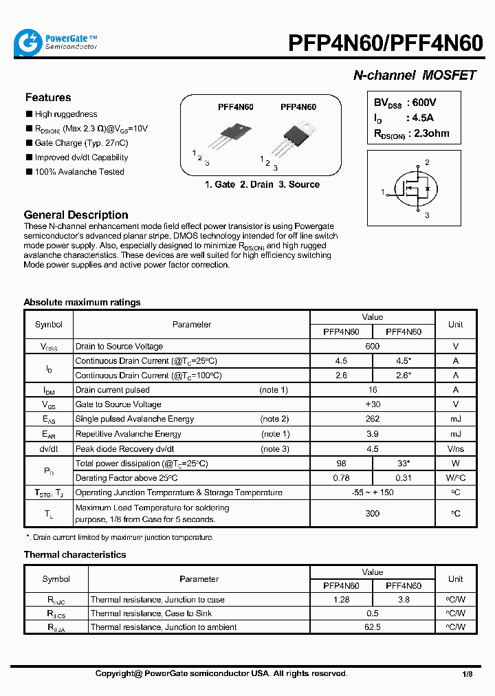 PFF4N60_7727966.PDF Datasheet