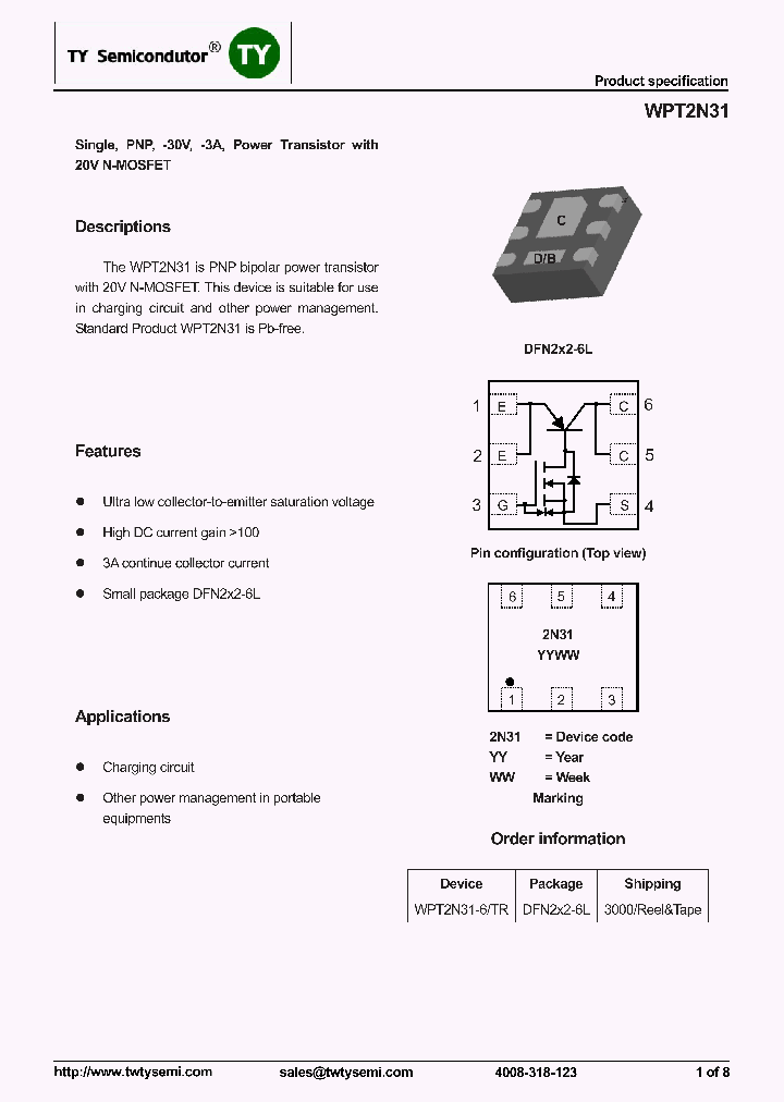 WPT2N31-6TR_7730655.PDF Datasheet Download --- IC-ON-LINE