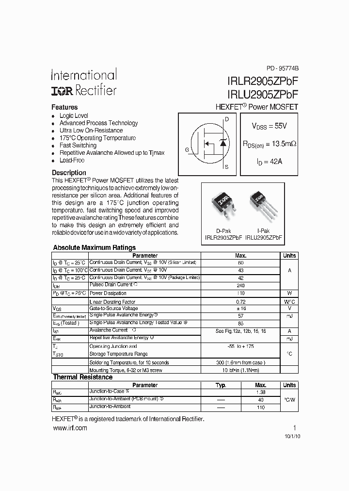 IRLR2905ZPBF_7731652.PDF Datasheet