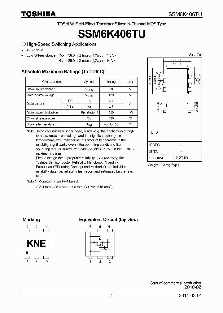 SSM6K406TU_7739770.PDF Datasheet