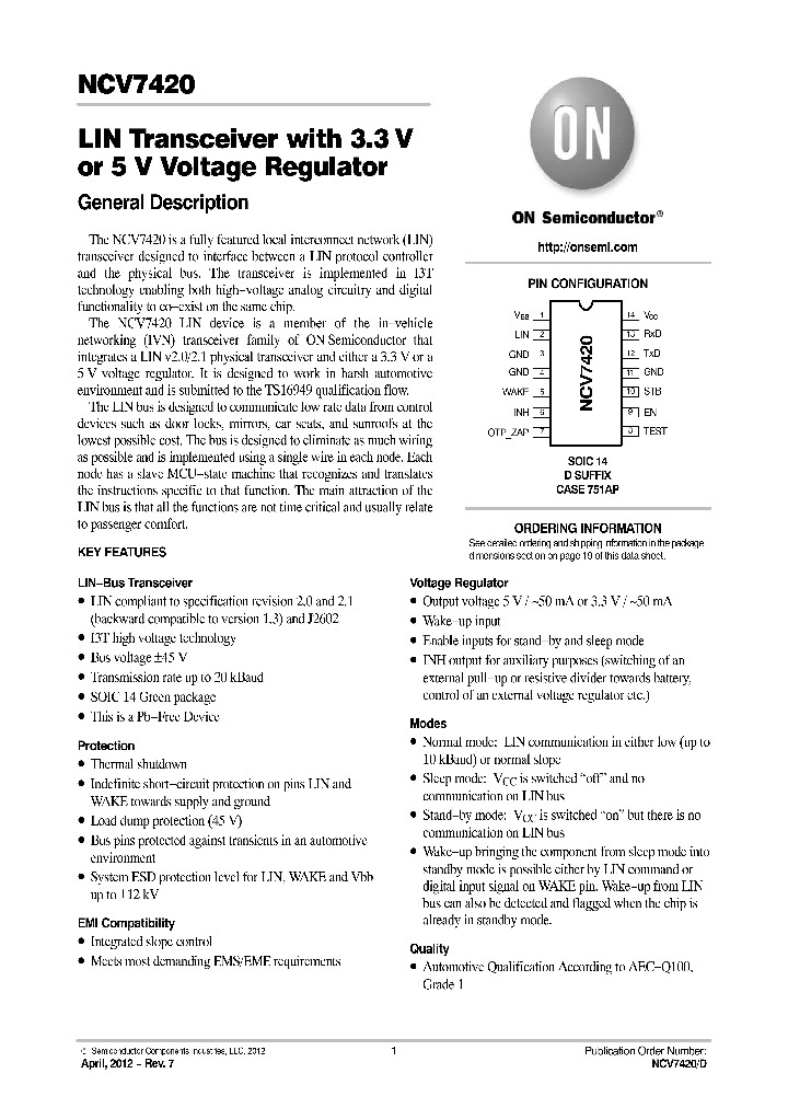 NCV7420D23R2G_7746946.PDF Datasheet