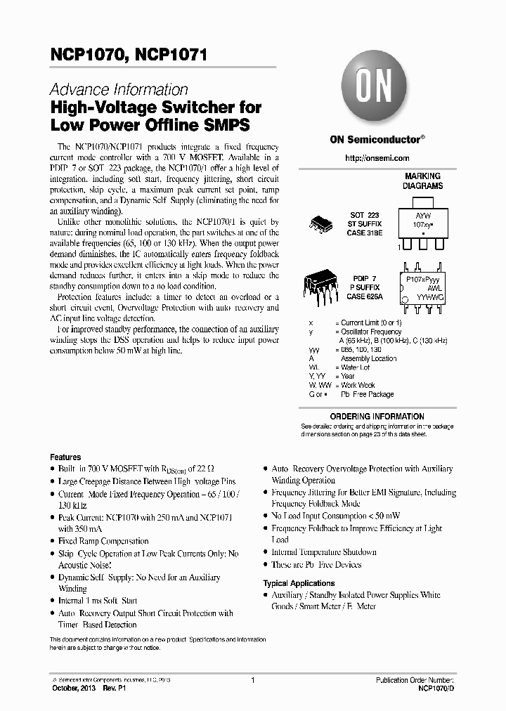 NCP1070_7769087.PDF Datasheet Download --- IC-ON-LINE