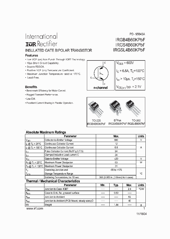IRGS4B60KPBF_7794438.PDF Datasheet