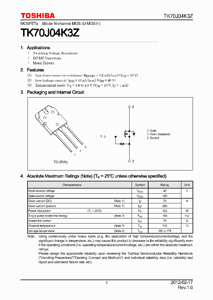 TK70J04K3Z_7801353.PDF Datasheet