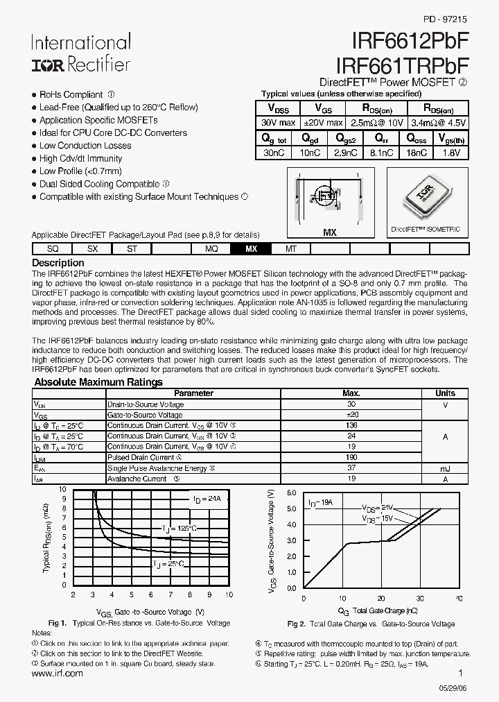 IRF6612TRPBF_7818685.PDF Datasheet