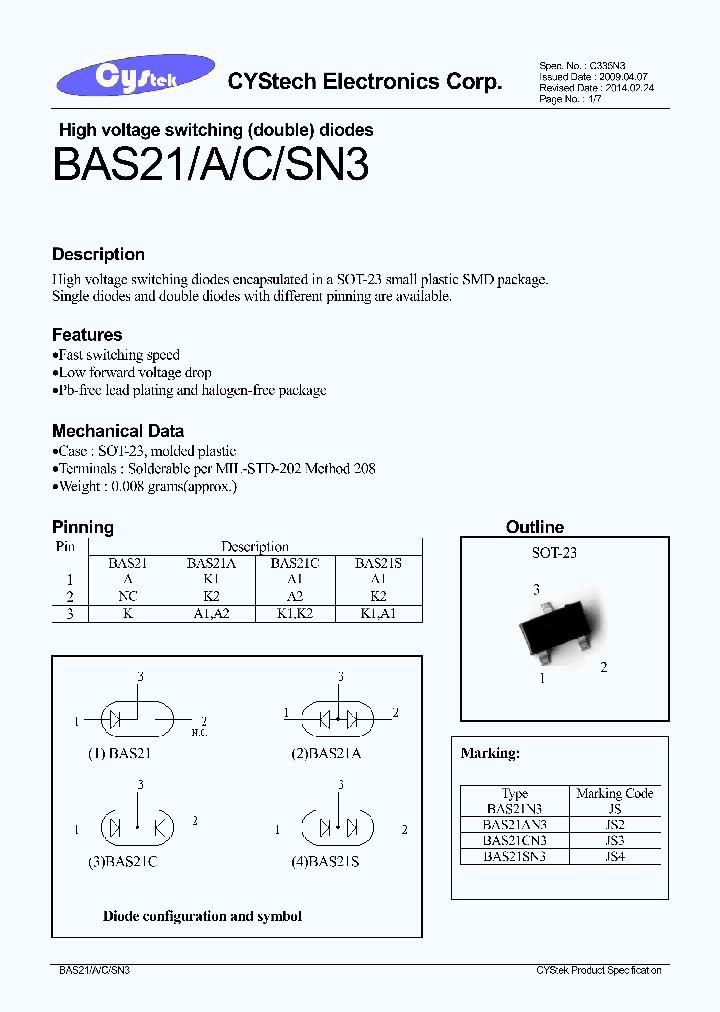BAS21SN3_7823196.PDF Datasheet