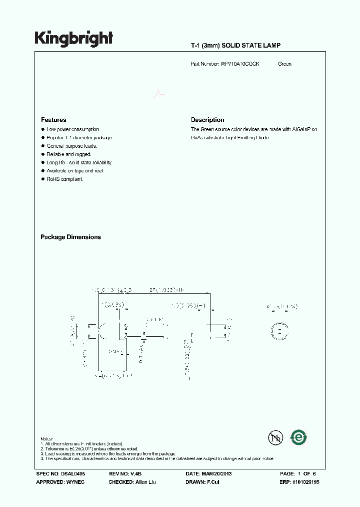 WP710A10CGCK_7840838.PDF Datasheet Download --- IC-ON-LINE