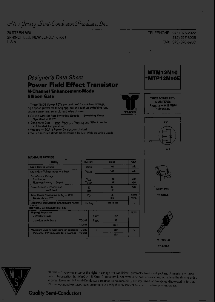 MTM12N10_7845506.PDF Datasheet