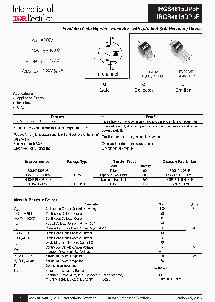 IRGS4615DPBF_7849721.PDF Datasheet