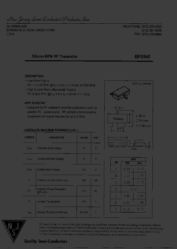BFS540_7860963.PDF Datasheet