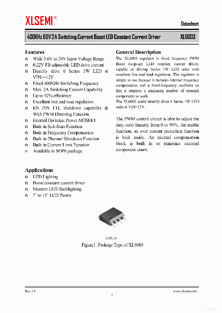 XL6003_7769539.PDF Datasheet Download --- IC-ON-LINE