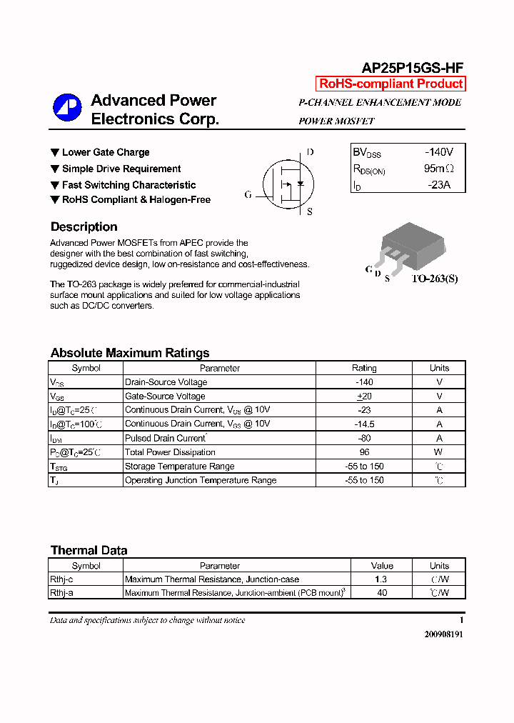 AP25P15GS-HF_7861431.PDF Datasheet