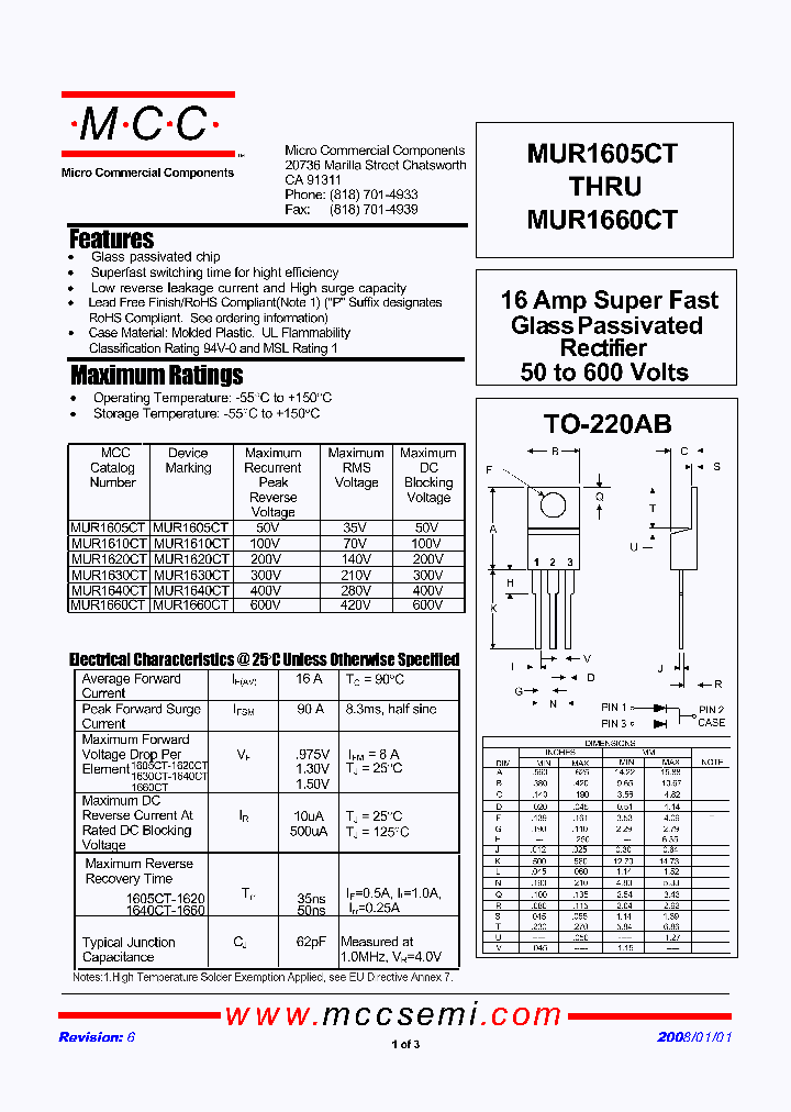 MUR1640CT-BP_7819956.PDF Datasheet
