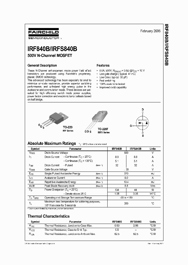 IRF840BNL_7844205.PDF Datasheet