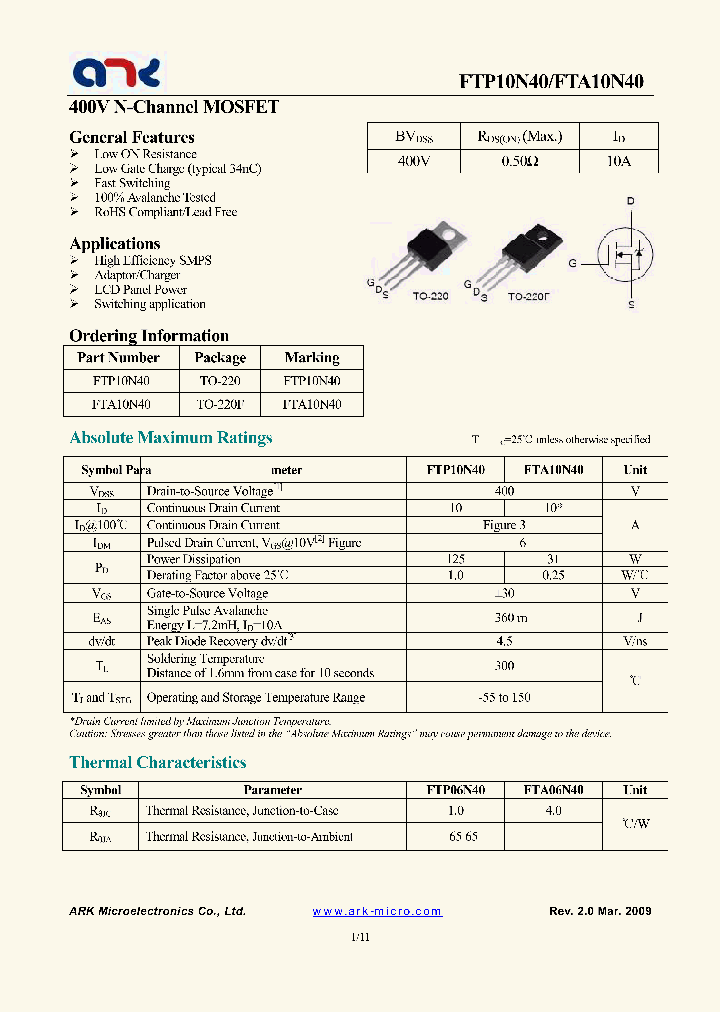 FTP10N40_7773953.PDF Datasheet