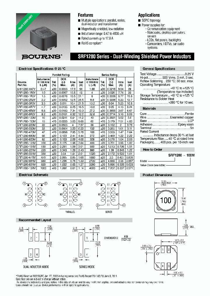 SRF1280-100M_7876701.PDF Datasheet