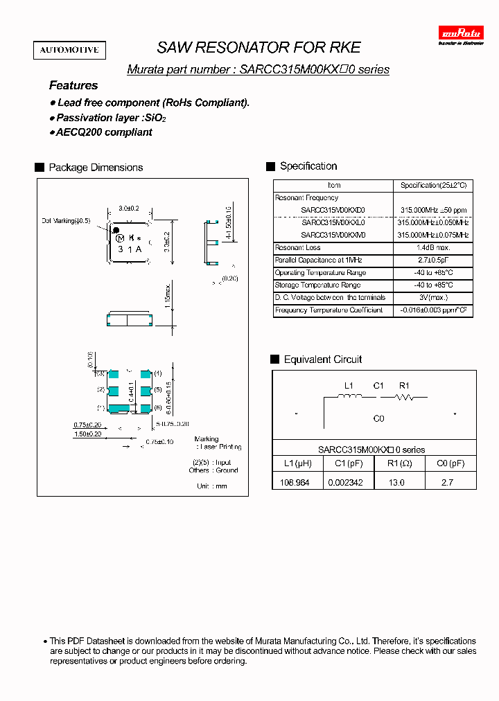 SARCC315M00KXL0_7873601.PDF Datasheet