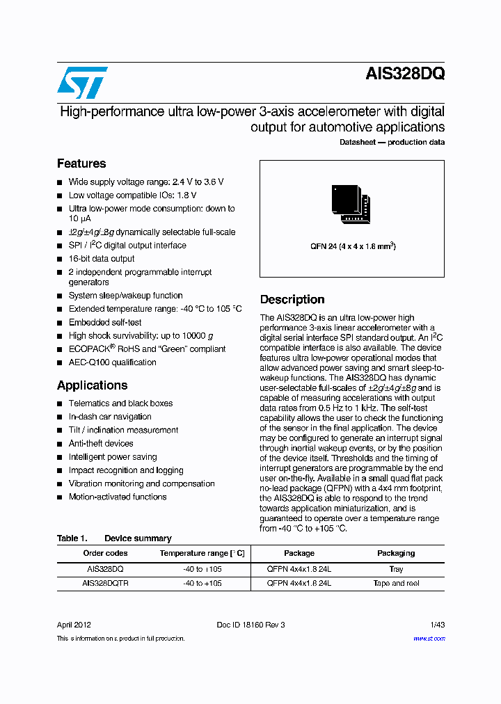 AIS328DQ_7879064.PDF Datasheet Download --- IC-ON-LINE