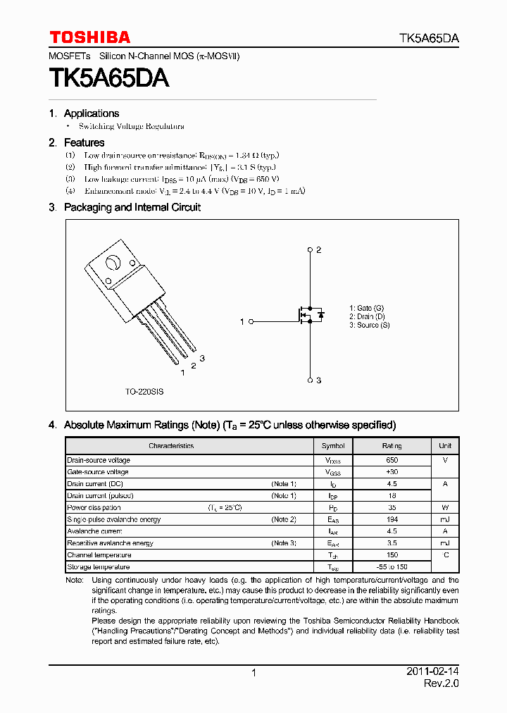 TK5A65DA_7885020.PDF Datasheet