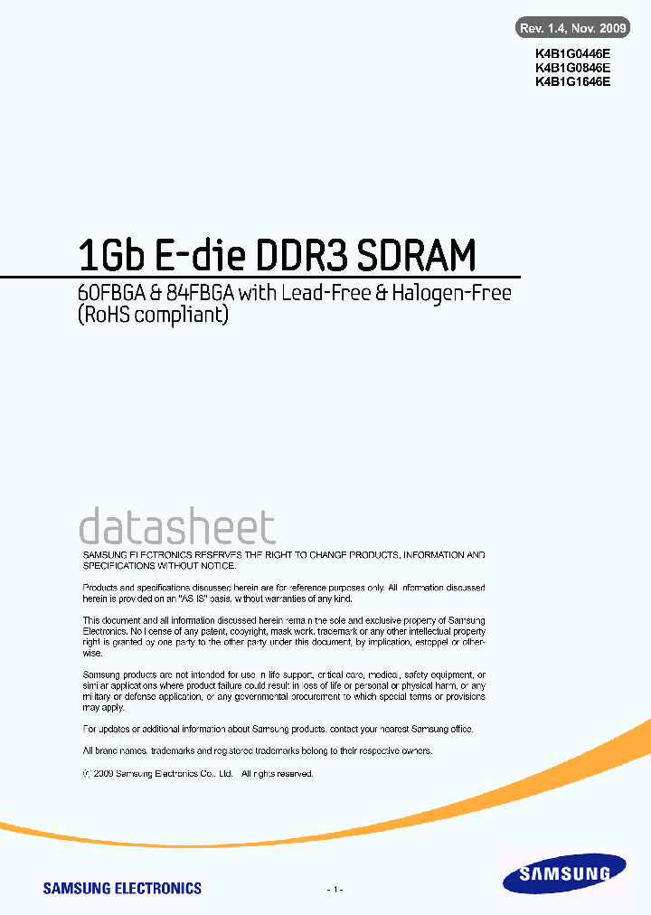 K4B1G1646E_7780427.PDF Datasheet Download --- IC-ON-LINE