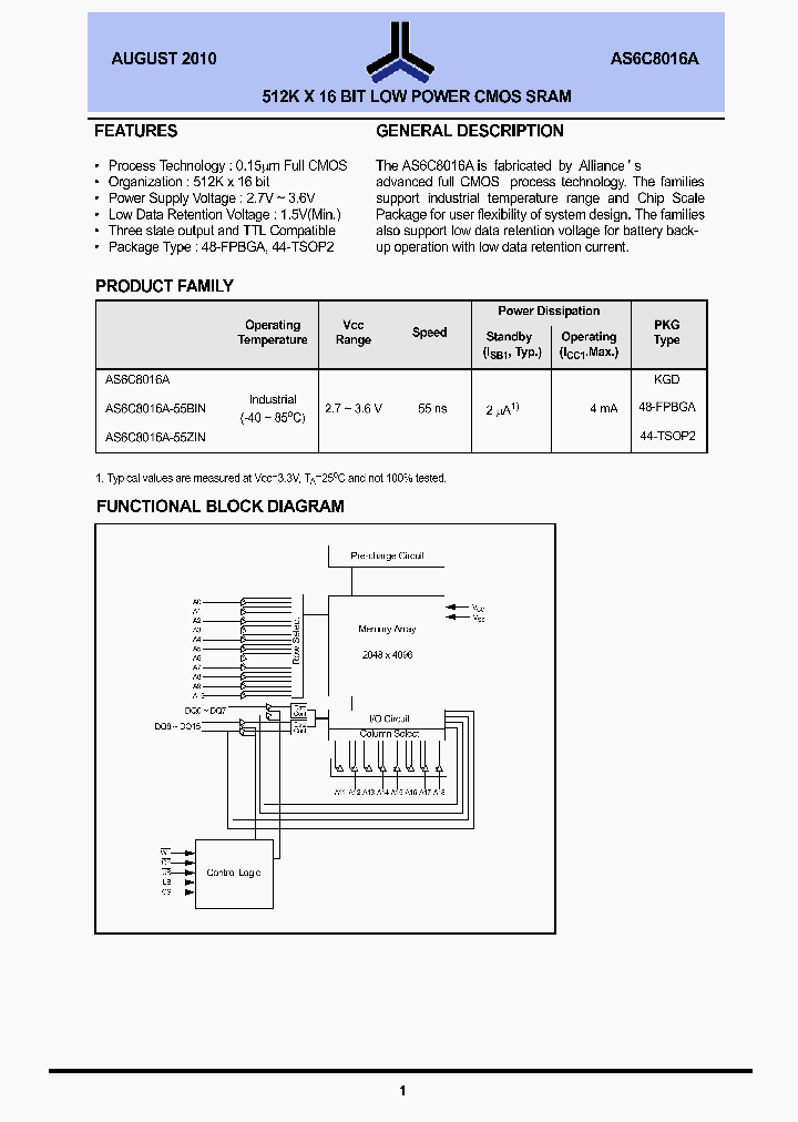 AS6C8016A-55BIN_7887249.PDF Datasheet