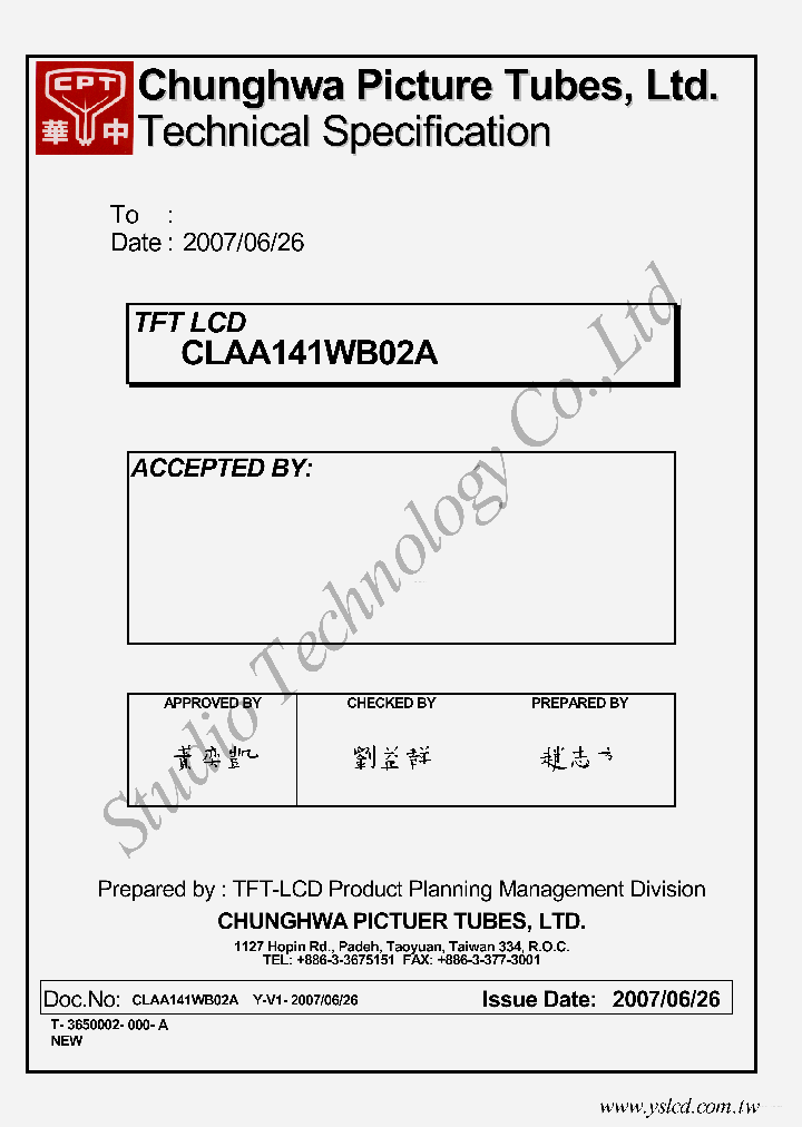 CLAA141WB02A_7780404.PDF Datasheet