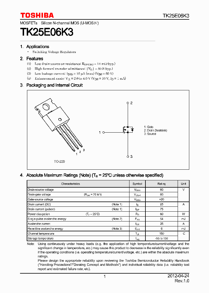 TK25E06K3_7897762.PDF Datasheet