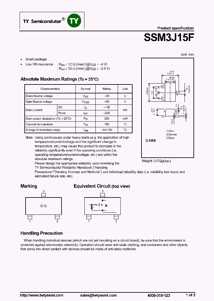 SSM3J15F_7909438.PDF Datasheet