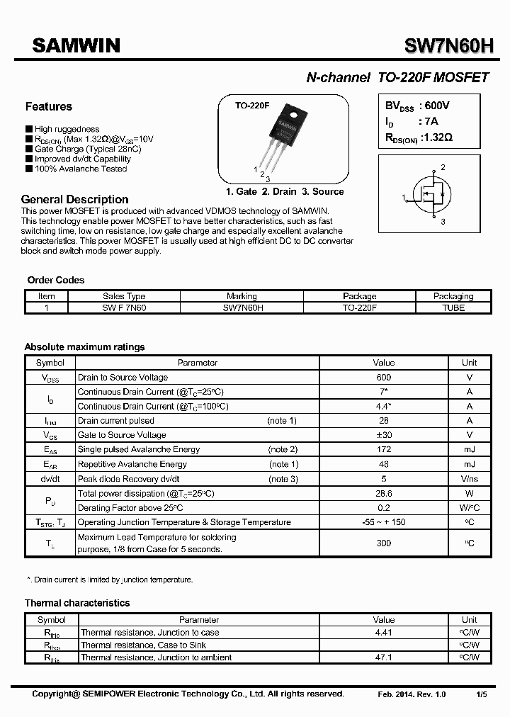 SW7N60H_7923394.PDF Datasheet