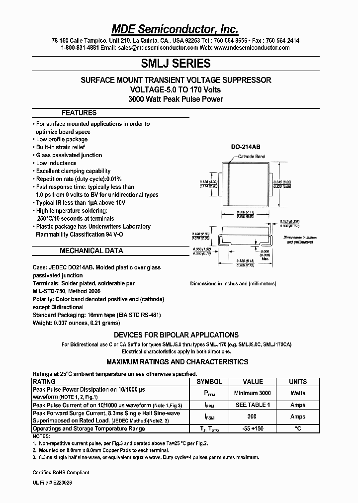 SMLJ130C_7925001.PDF Datasheet