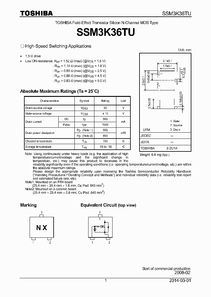 SSM3K36TU_7928178.PDF Datasheet