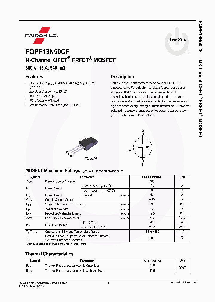 13N50CF_7791752.PDF Datasheet Download --- IC-ON-LINE