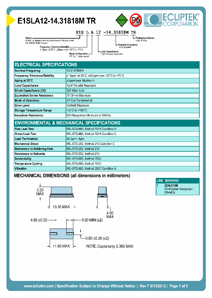 E1SLA12-1431818MTR_7968609.PDF Datasheet