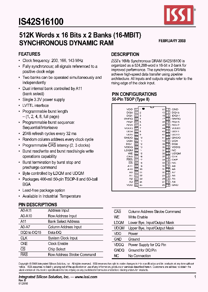 IS42S16100_8000018.PDF Datasheet