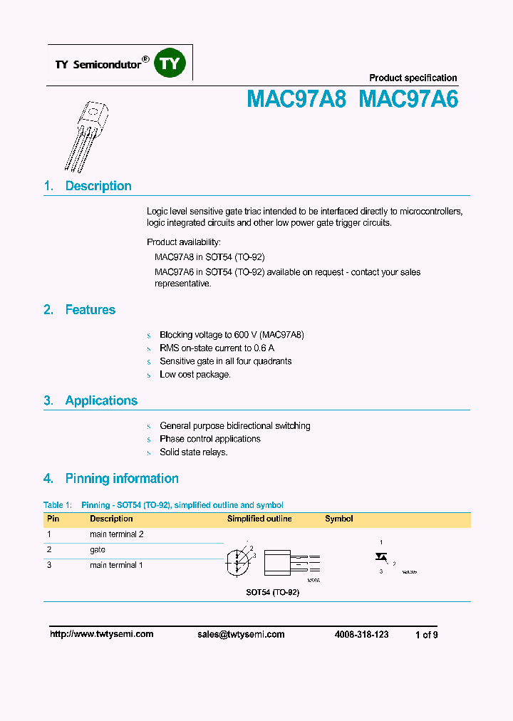 MAC97A6_8002060.PDF Datasheet Download --- IC-ON-LINE