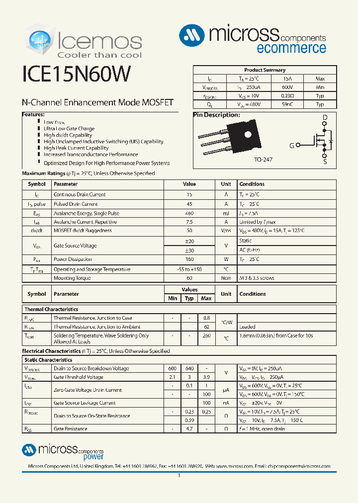 ICE15N60W_8011995.PDF Datasheet