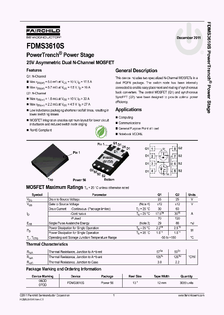 FDMS3610S_8012185.PDF Datasheet