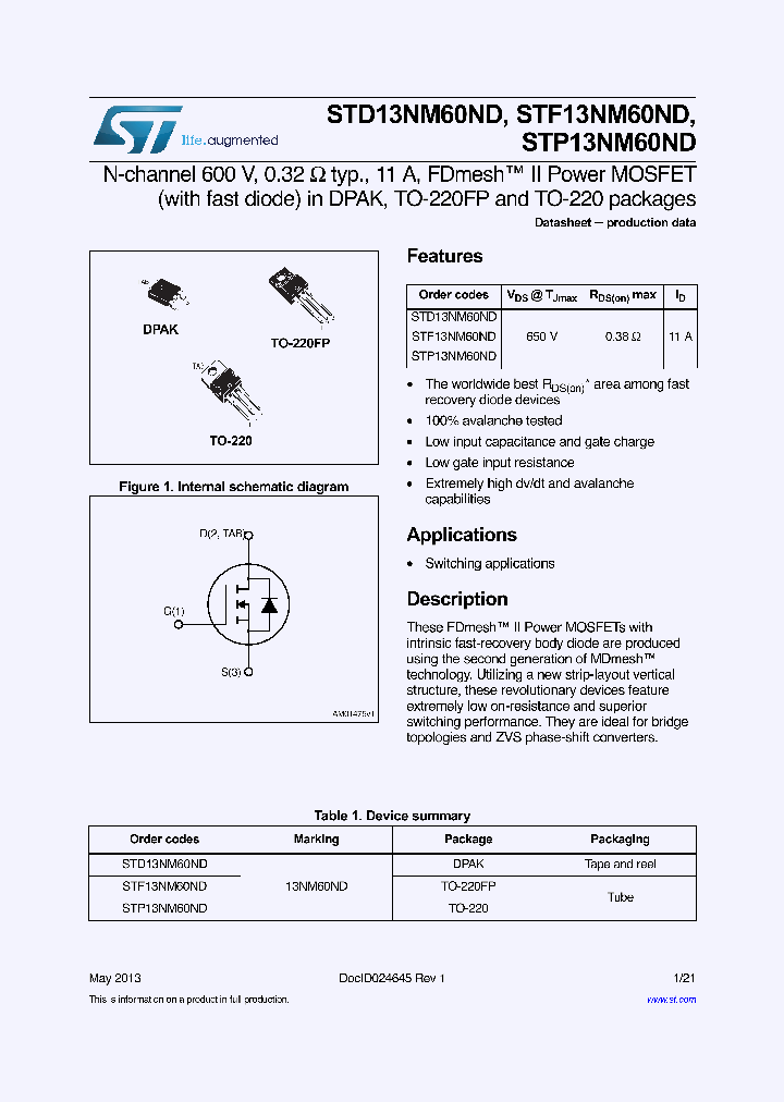 STP13NM60ND_8024263.PDF Datasheet