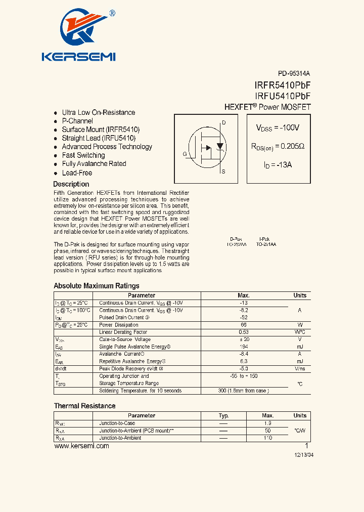 IRFR5410PBF_8027877.PDF Datasheet