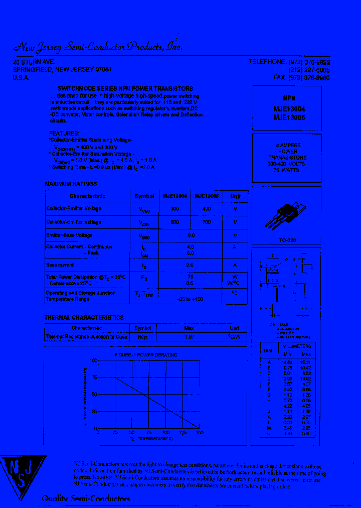 MJE13005_8028756.PDF Datasheet Download --- IC-ON-LINE